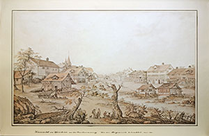 Das Küsnachter Oberdorf vor der Überschwemmung (Johan Jakob Aschmann)