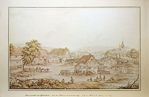 Das Küsnachter Unterdorf vor der Überschwemmung (Johan Jakob Aschmann)